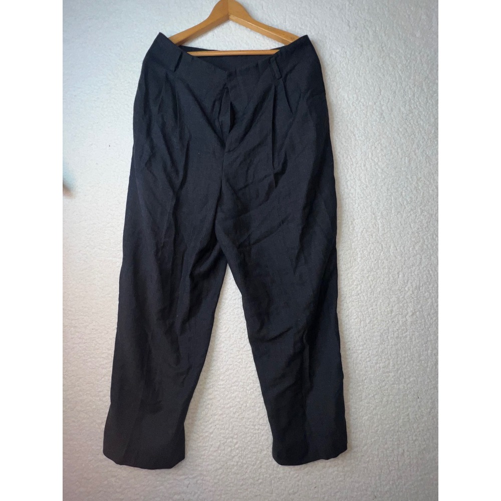Linda Allard Ellen Tracy Mens Charcoal Gray 100% Wool Pleated Trousers Size 16